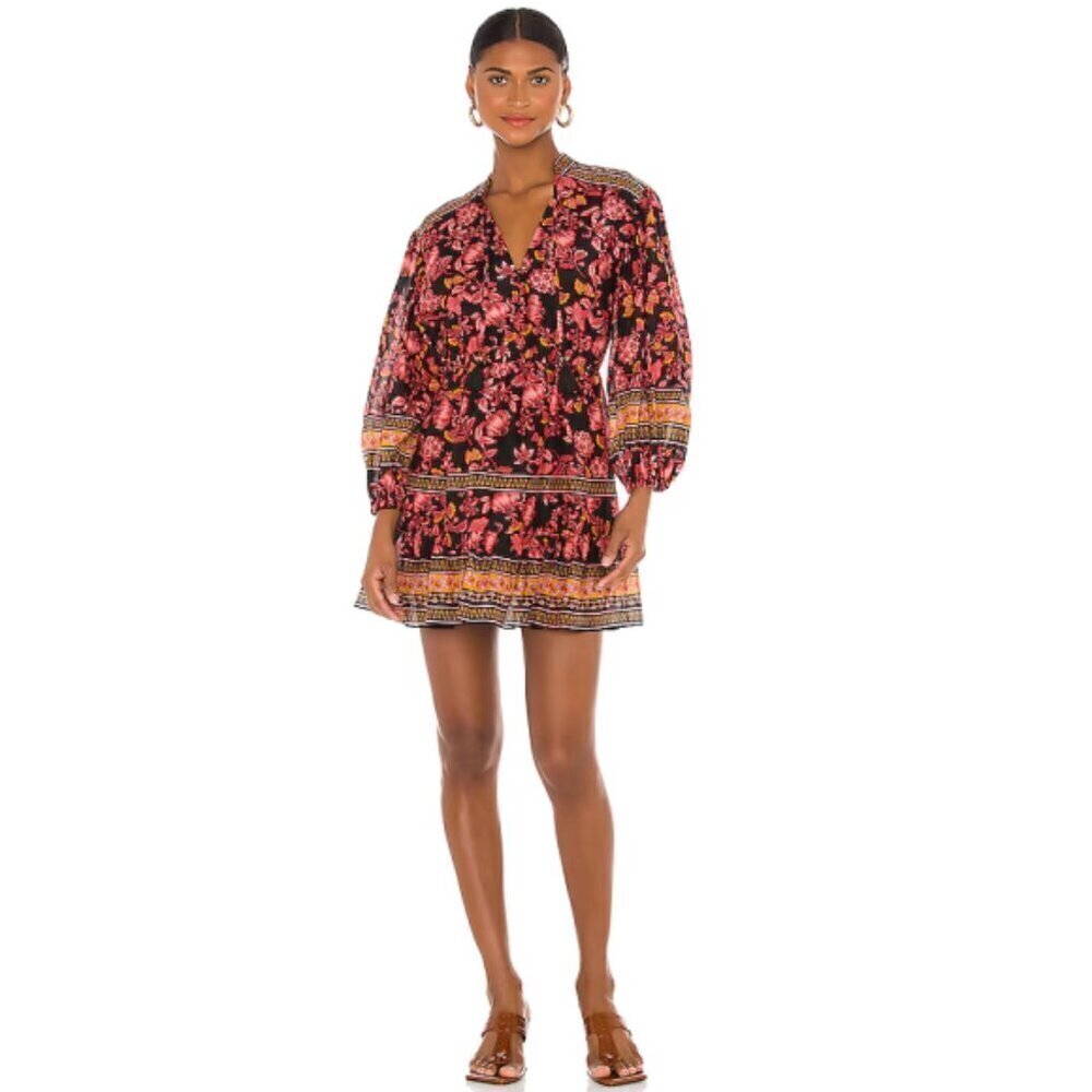 Alice + Olivia 'Sedona' Floral-Print Mini-Dress, Fall Into You, Black Multi